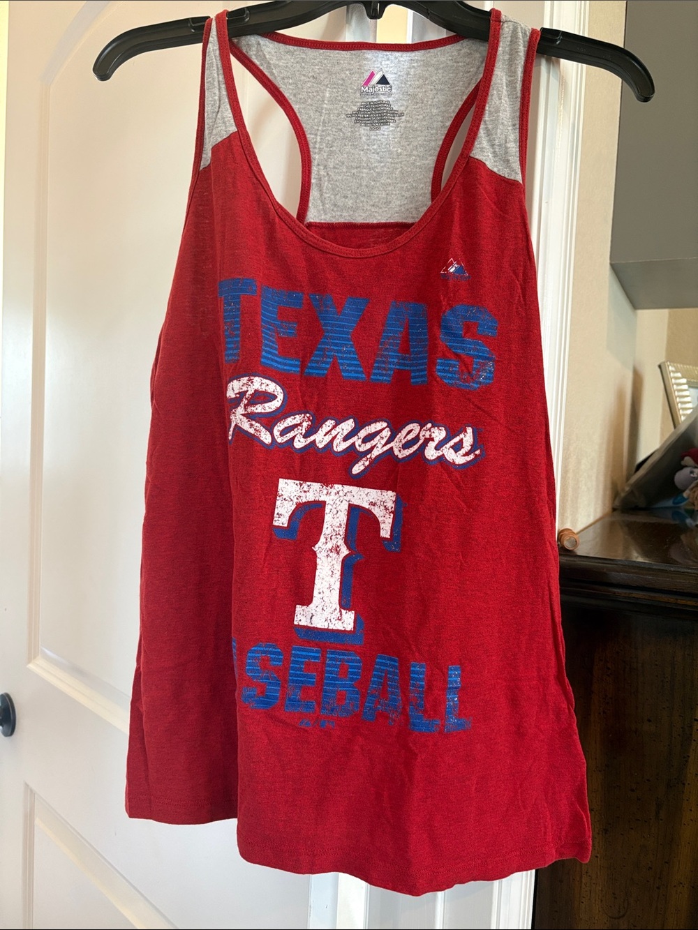 Majestic Red Texas Rangers Graphic Tank